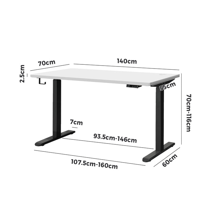 Standing Desk Height Adjustable Dual Motor Electric Stand Table 140Cm