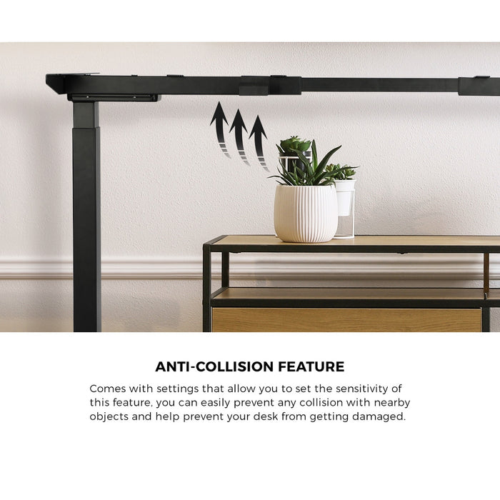 140Cm Electric Standing Desk With Drawer Height Adjustable Black Walnut