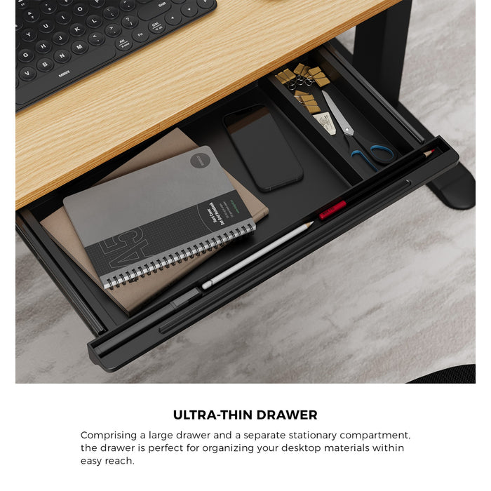 150Cm Electric Standing Desk With Drawer Height Adjustable Black Oak