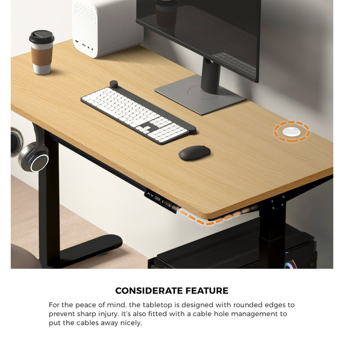 150Cm Electric Standing Desk With Drawer Height Adjustable Black Oak