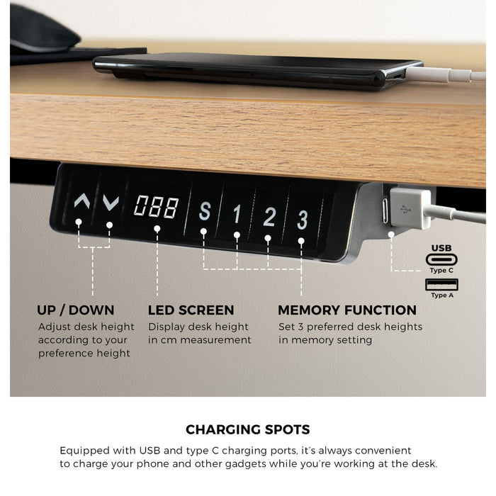 150Cm Electric Standing Desk With Drawer Height Adjustable Black Oak