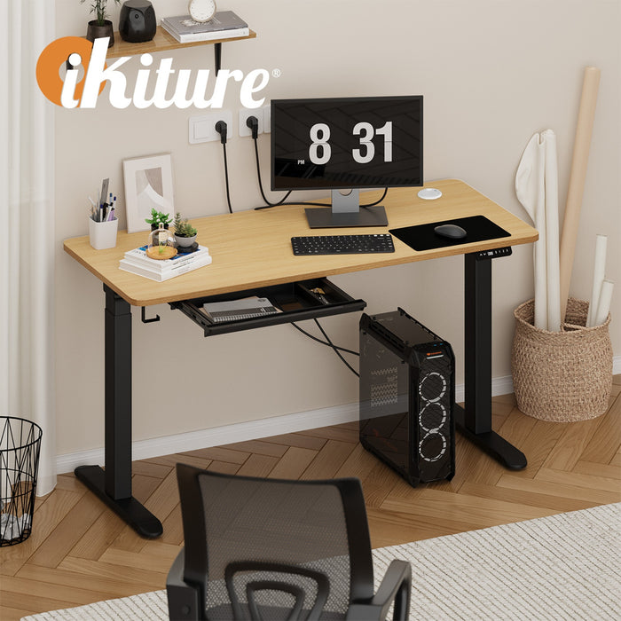 150Cm Electric Standing Desk With Drawer Height Adjustable Black Oak
