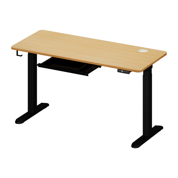 150Cm Electric Standing Desk With Drawer Height Adjustable Black Oak