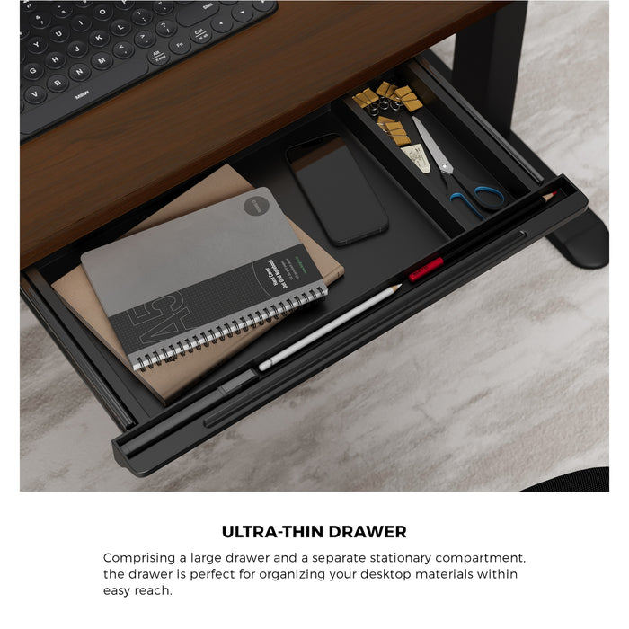 150Cm Electric Standing Desk With Drawer Height Adjustable Black Walnut