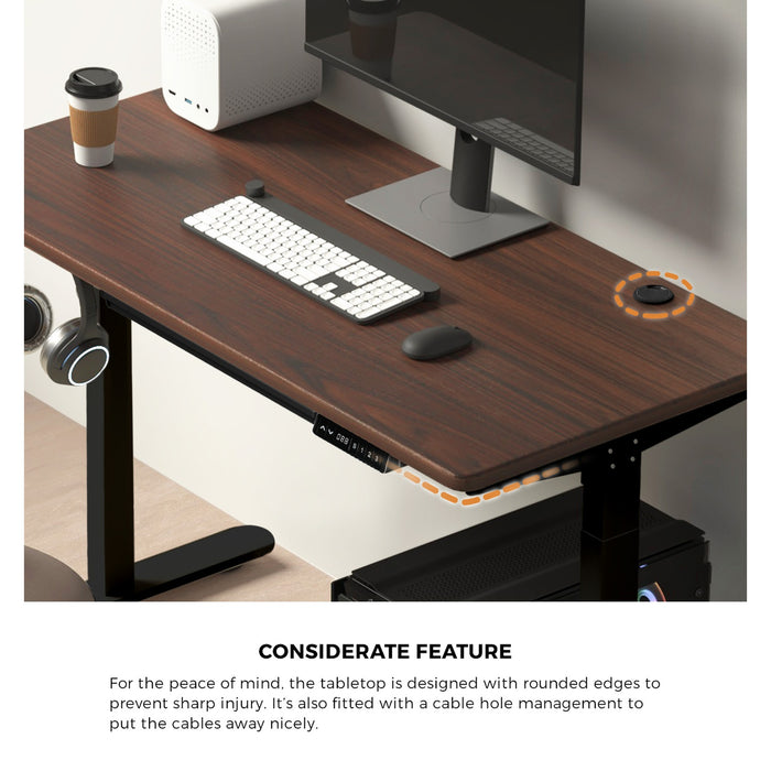 150Cm Electric Standing Desk With Drawer Height Adjustable Black Walnut