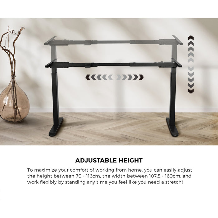 150Cm Electric Standing Desk With Drawer Height Adjustable Black Walnut