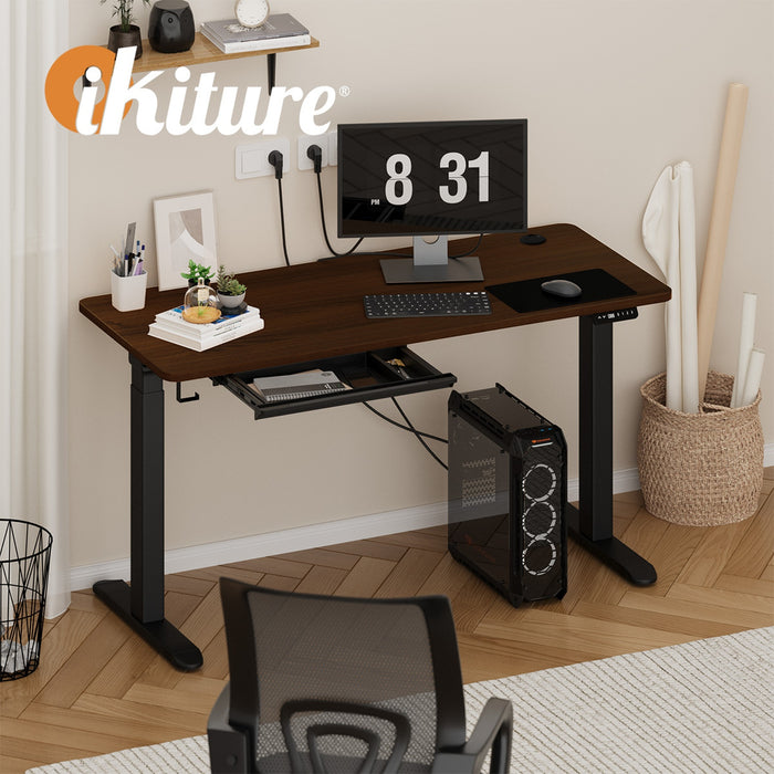 150Cm Electric Standing Desk With Drawer Height Adjustable Black Walnut