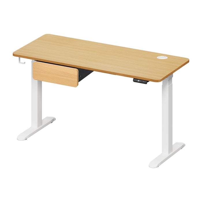 150Cm Electric Standing Desk Dual Motor Drawer Adjustable Oak White