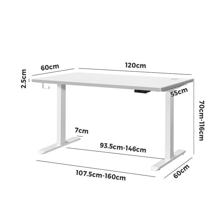 Standing Desk Electric Dual Motor Sit Stand Up Height Adjustable 120Cm