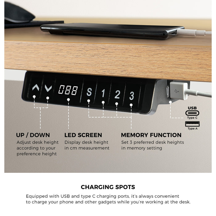 150Cm Electric Standing Desk With Drawer Height Adjustable White Oak