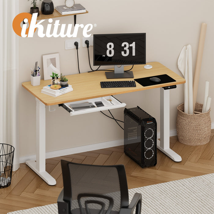 150Cm Electric Standing Desk With Drawer Height Adjustable White Oak