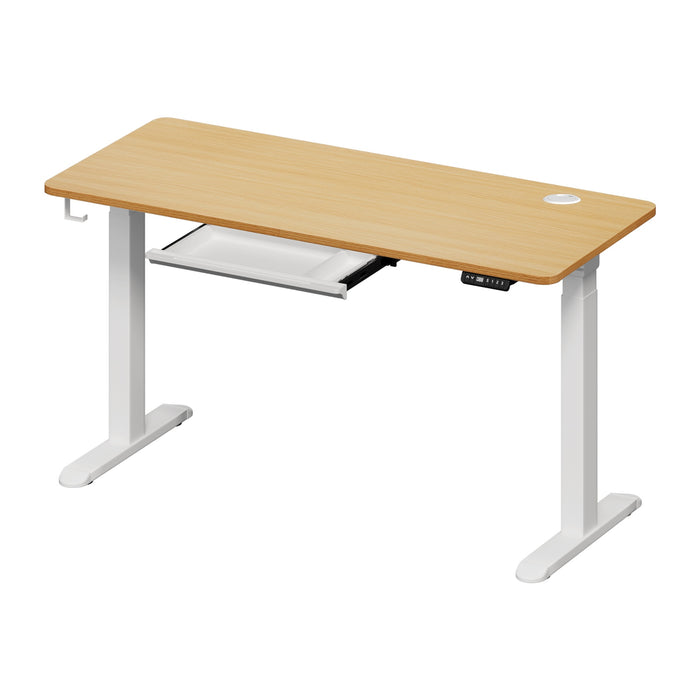 150Cm Electric Standing Desk With Drawer Height Adjustable White Oak