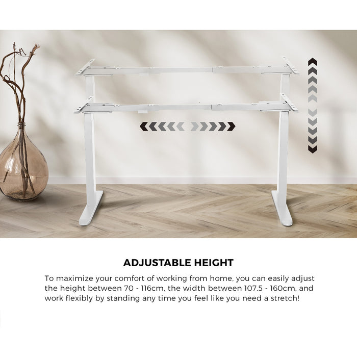 160Cm Electric Standing Desk With Drawer Height Adjustable White Oak