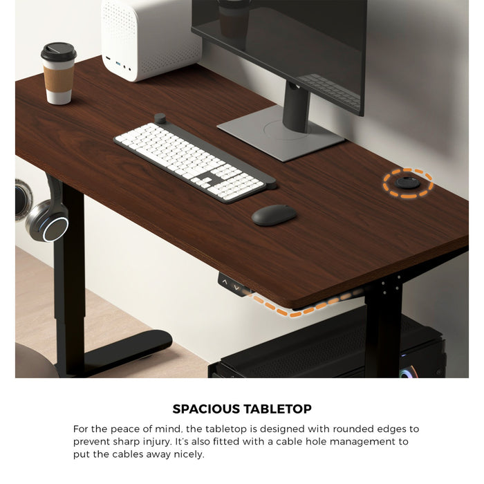 150Cm Electric Standing Desk With Drawer Height Adjustable Black & Walnut
