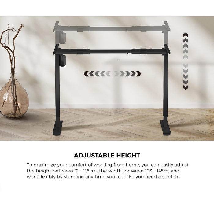 150Cm Electric Standing Desk With Drawer Height Adjustable Black & Walnut