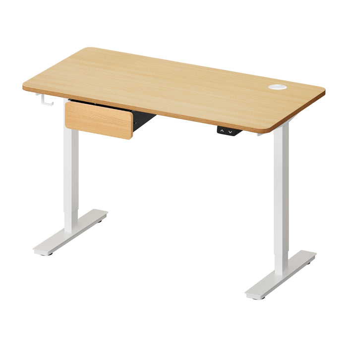 150Cm Electric Standing Desk W / Drawer Motorised Adjustable White Oak