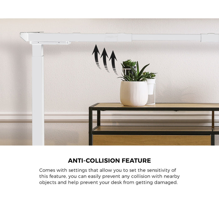 140Cm Electric Standing Desk With Drawer Height Adjustable White & Oak