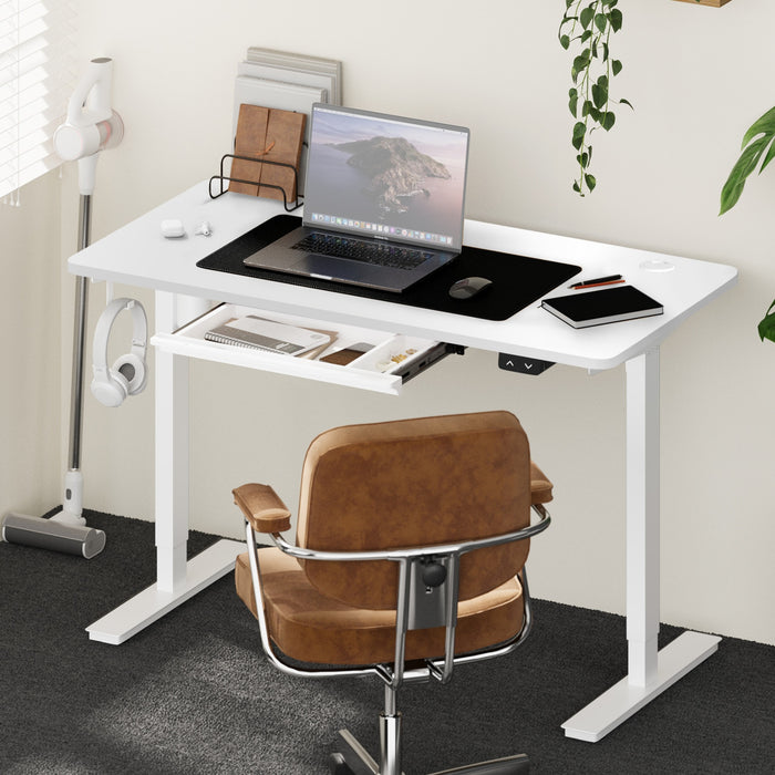 150Cm Electric Standing Desk With Drawer Height Adjustable White