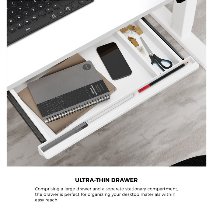 150Cm Electric Standing Desk With Drawer Height Adjustable White