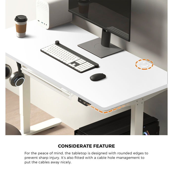 150Cm Electric Standing Desk With Drawer Height Adjustable White