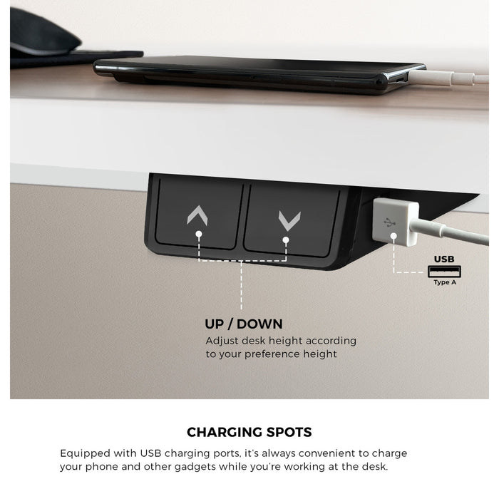 150Cm Electric Standing Desk With Drawer Height Adjustable White