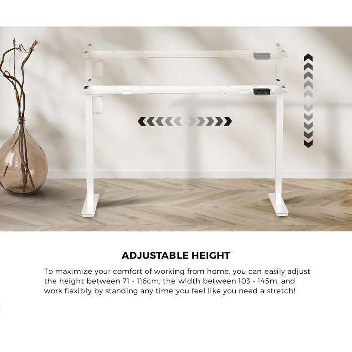 150Cm Electric Standing Desk With Drawer Height Adjustable White