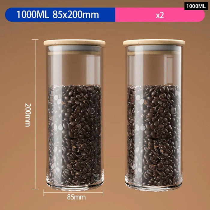 Sealed Glass Coffee Bean Canister with Bamboo Lid