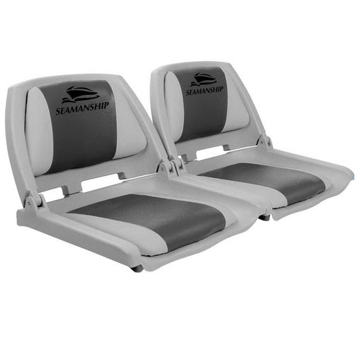 Seamanship Set of 2 Folding Swivel Boat Seats - Grey &