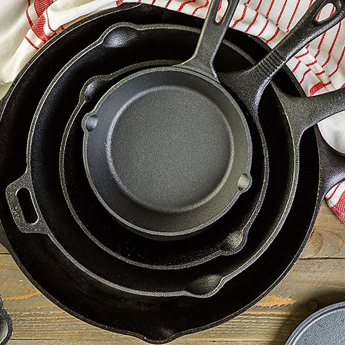 Pre Seasoned Cast Iron Skillet Fry Pan Set 3 Pcs Frying