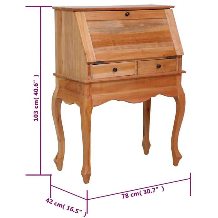 Secretary Desk 78x42x103 Cm Solid Mahogany Wood Xntnax