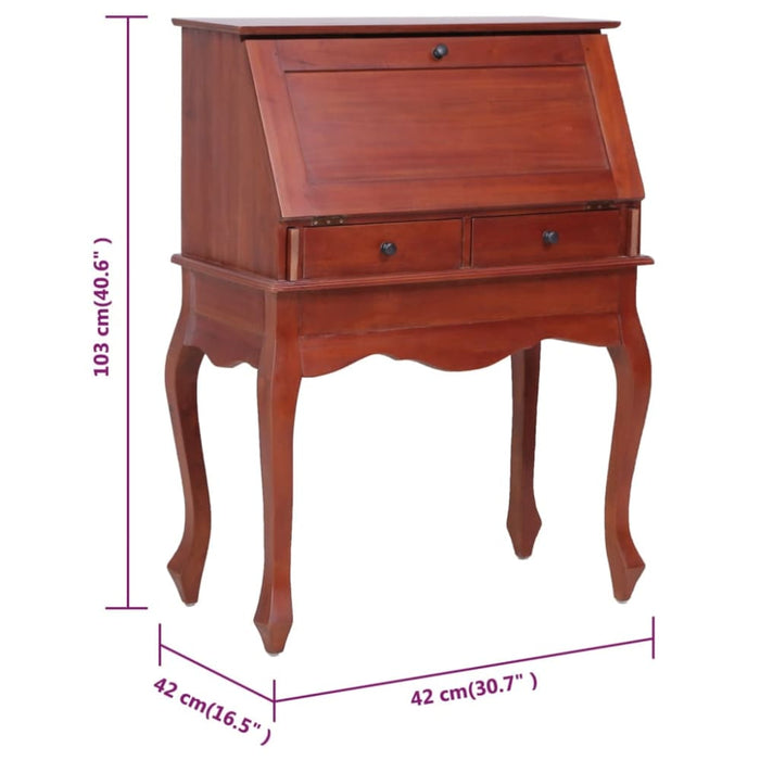 Secretary Desk Brown 78x42x103 Cm Solid Mahogany Wood Xntnao