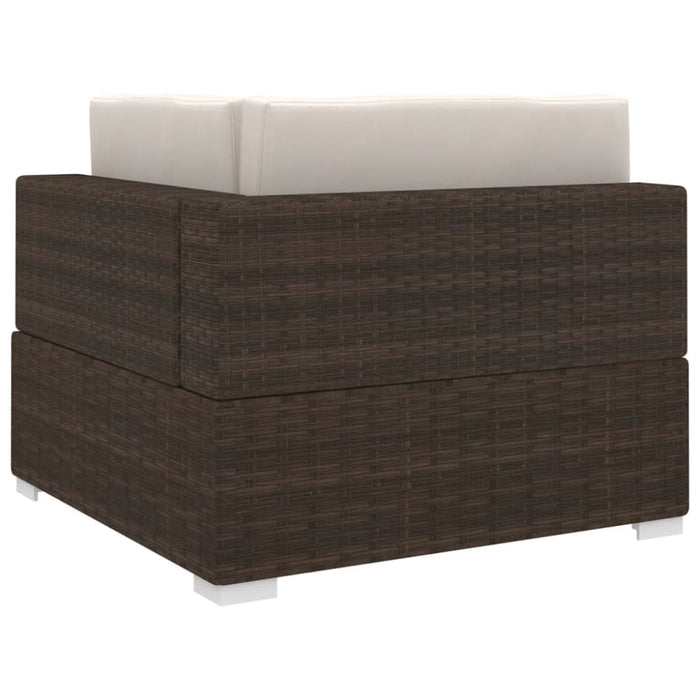 Sectional Corner Chair 1 Pc with Cushions Poly Rattan Brown