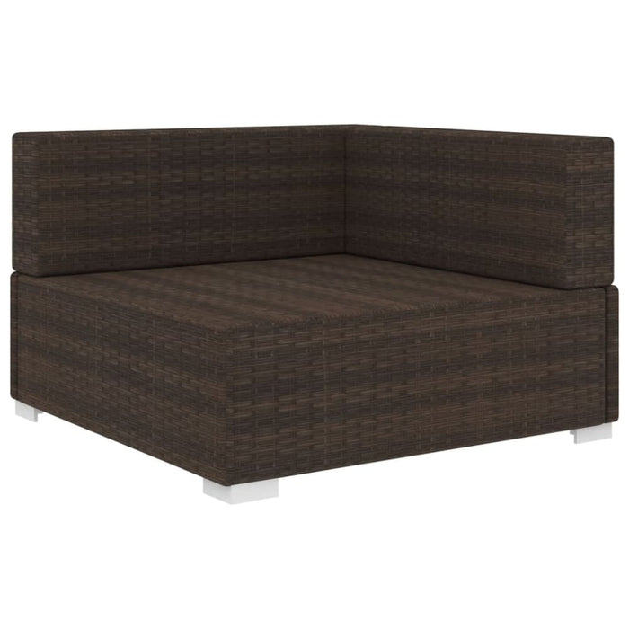 Sectional Corner Chair 1 Pc with Cushions Poly Rattan Brown