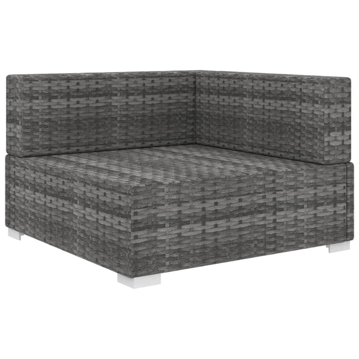 Sectional Corner Chair 1 Pc with Cushions Poly Rattan Grey