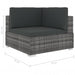 Sectional Corner Chair 1 Pc with Cushions Poly Rattan Grey