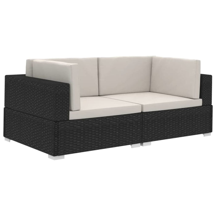Sectional Corner Chairs 2 Pcs with Cushions Poly Rattan