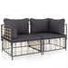 Sectional Corner Sofas with Cushions 2 Pcs Poly Rattan
