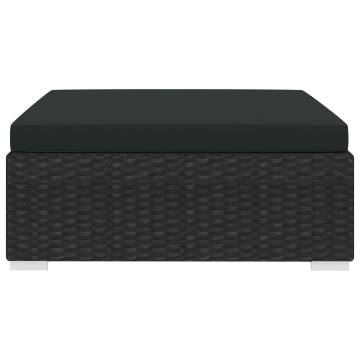 Sectional Footrest 1 Pc with Cushion Poly Rattan Black Alnba