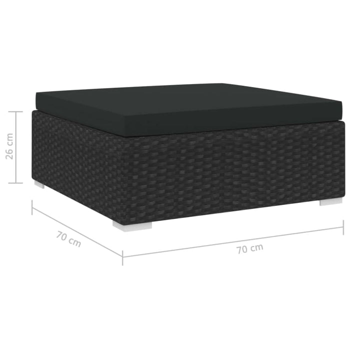 Sectional Footrest 1 Pc with Cushion Poly Rattan Black Alnba