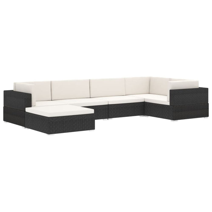 Sectional Footrest 1 Pc with Cushion Poly Rattan Black Alnba