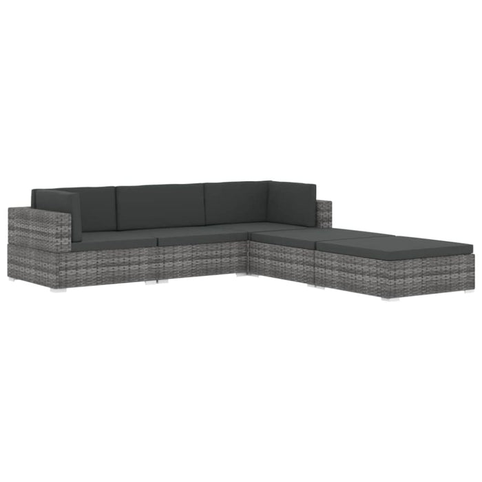 Sectional Footrest 1 Pc with Cushion Poly Rattan Black Alnba