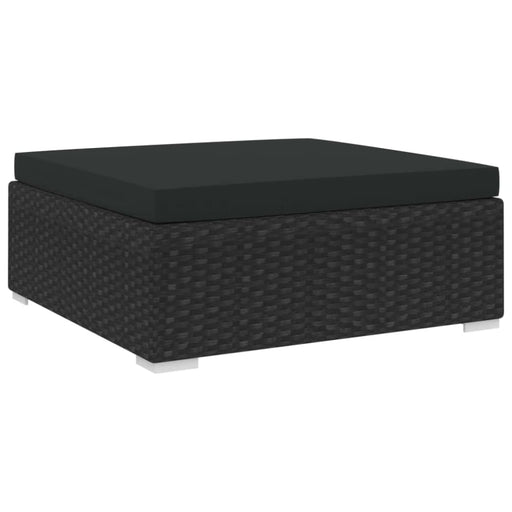 Sectional Footrest 1 Pc with Cushion Poly Rattan Black Alnba