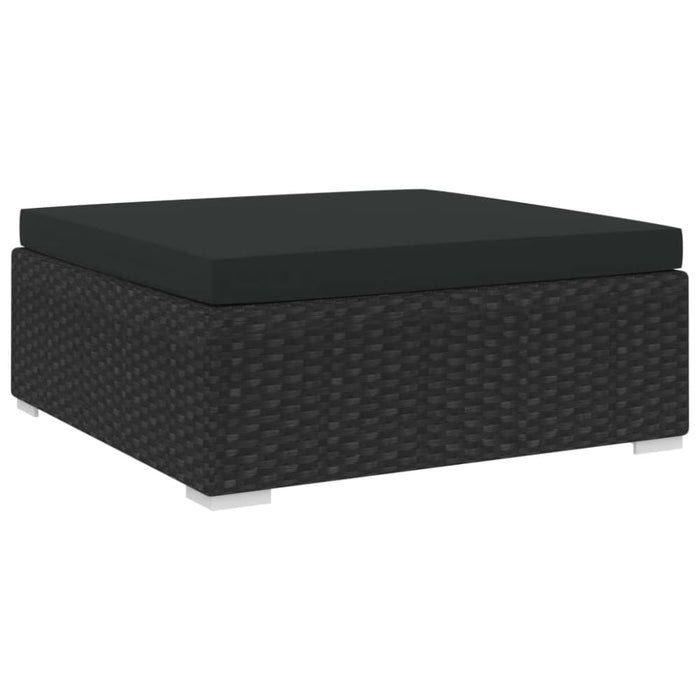 Sectional Footrest 1 Pc with Cushion Poly Rattan Black Alnba