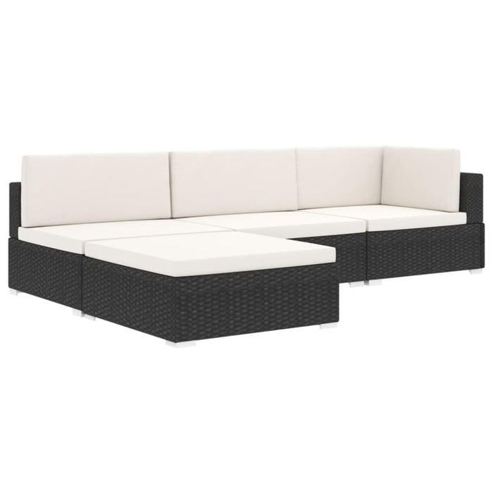 Sectional Footrest 1 Pc with Cushion Poly Rattan Black Alnbx