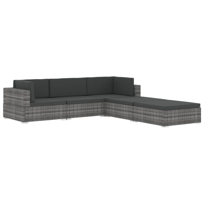 Sectional Footrest 1 Pc with Cushion Poly Rattan Black Alnbx