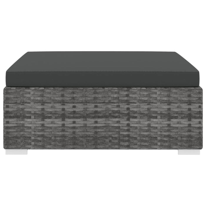 Sectional Footrest 1 Pc with Cushion Poly Rattan Grey Alnbt