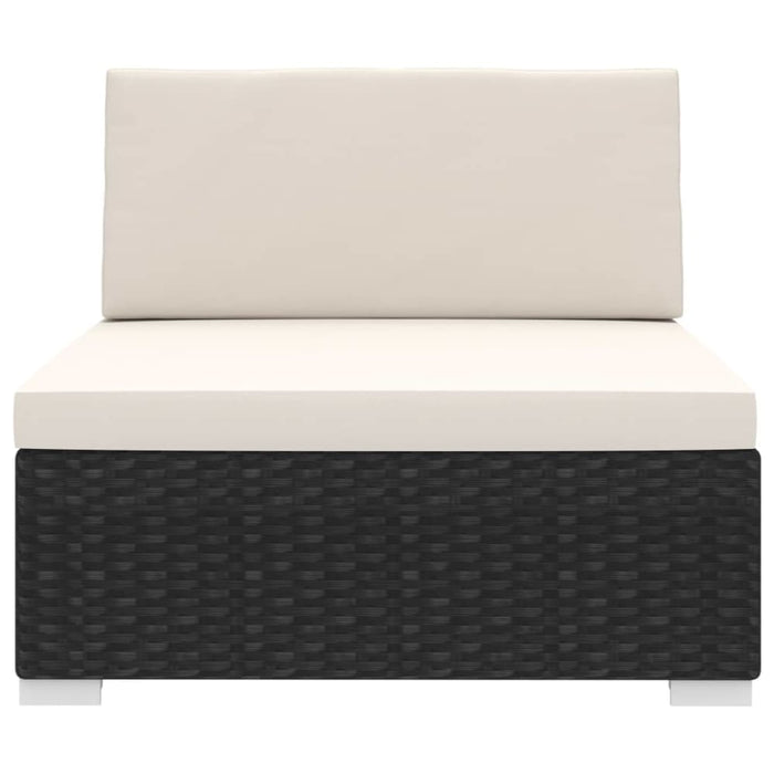 Sectional Middle Seat 1 Pc with Cushions Poly Rattan Black