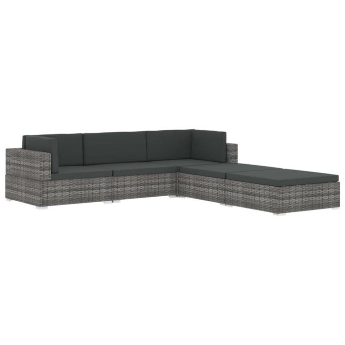 Sectional Middle Seat 1 Pc with Cushions Poly Rattan Black