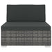 Sectional Middle Seat 1 Pc with Cushions Poly Rattan Grey