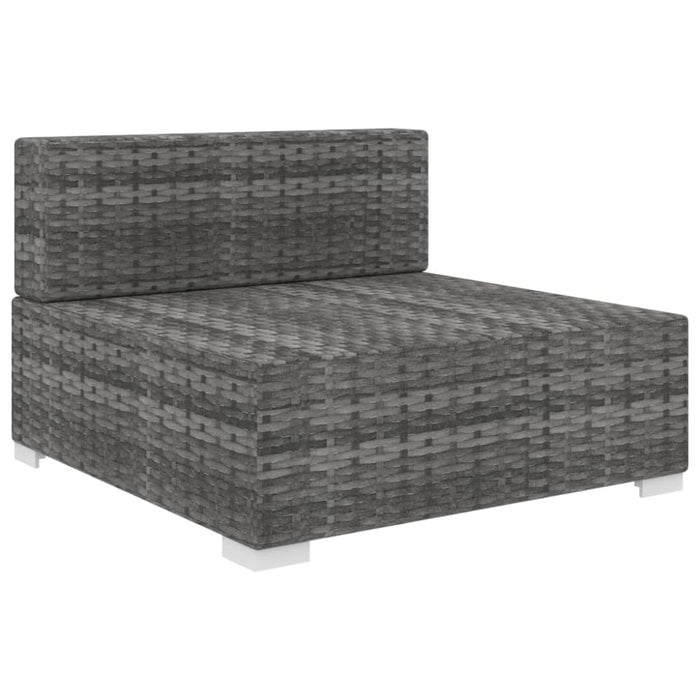 Sectional Middle Seat 1 Pc with Cushions Poly Rattan Grey